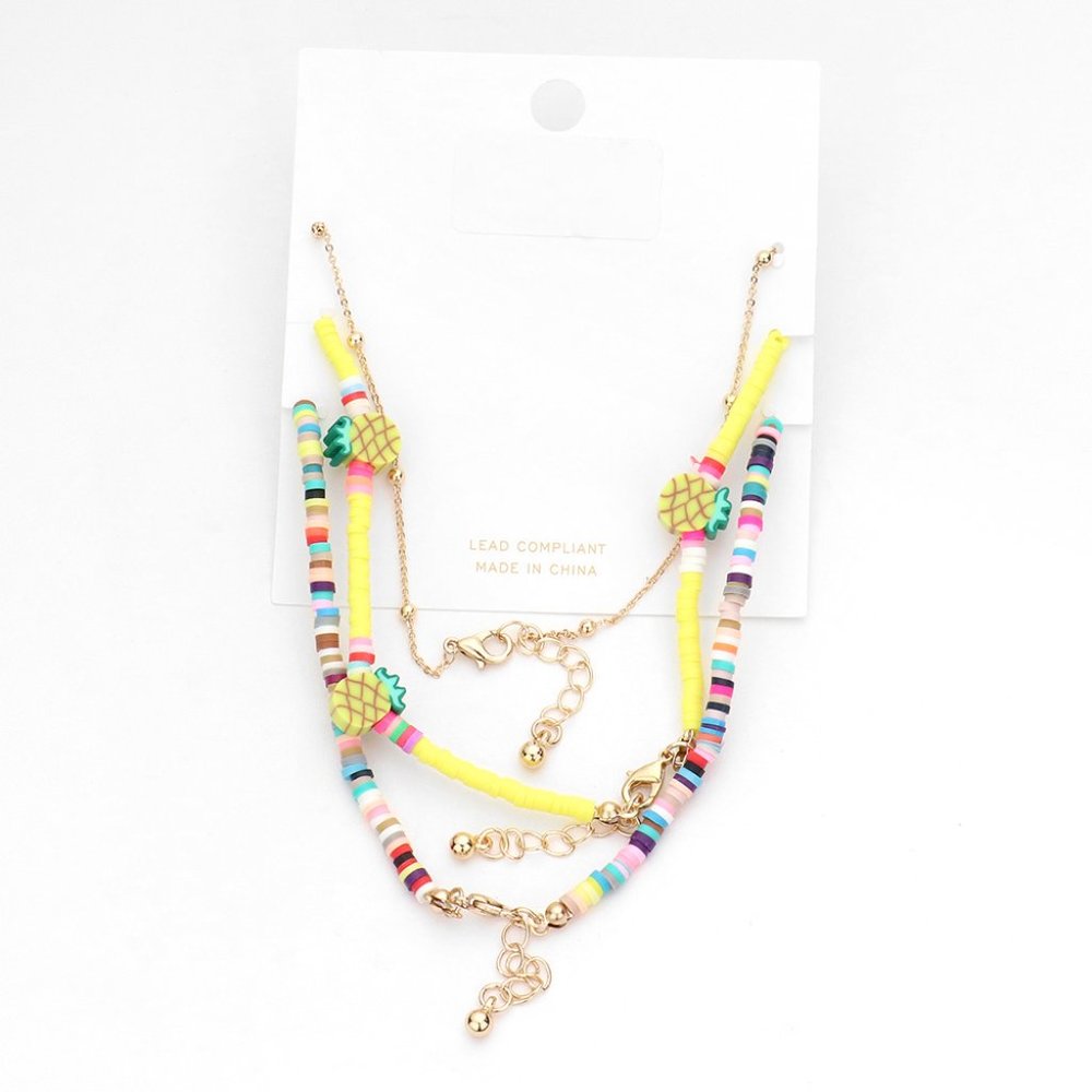 3pc Beaded Pineapple Charm Anklets - image 2